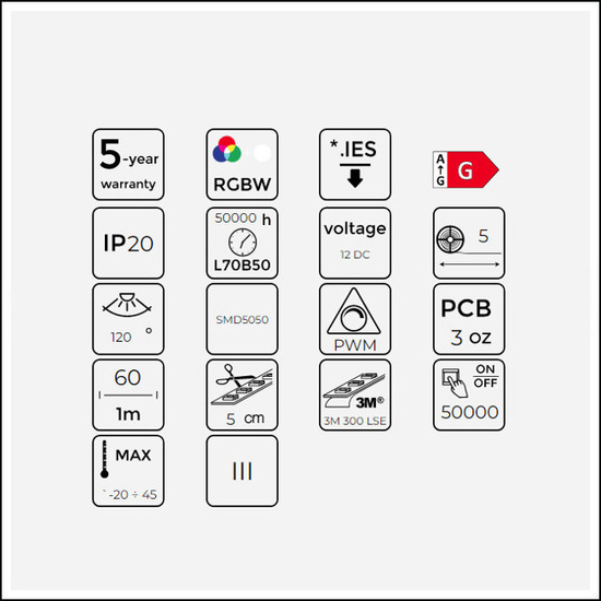 Taśma 300 SMD5050 12V 6500K RGBW 19,2W LED line 245657 - rolka 5 m