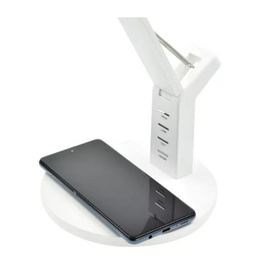 Lampka biurkowa LED LEO z ładowarką indukcyjną wireless biały
