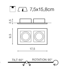 Podwójny biały wpust PACO 2 Azzardo