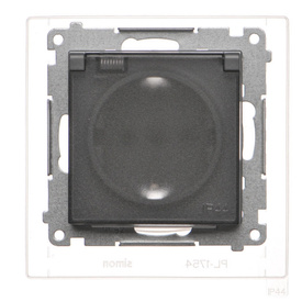 Gniazdo pojedyncze z klapą transparentną typu Schuko Simon 55