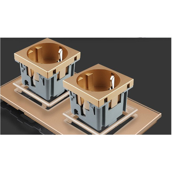 Komplet Livolo dwa gniazda w ramce złoty szampański