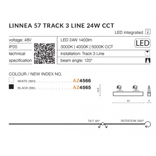LINNEA TRACK 3LINE CCT Oprawa do szynoprzewodu Azzardo