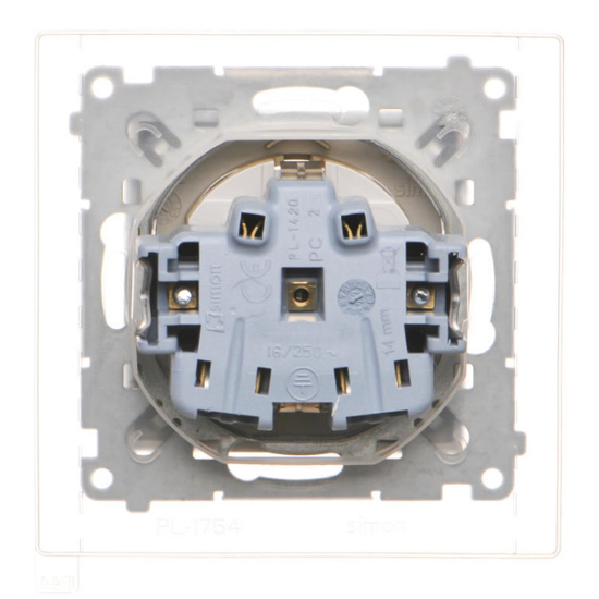 Gniazdo pojedyncze z klapą transparentną typu Schuko Simon 55 