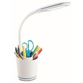 Lampka biurkowa z przybornikiem Elsa biało niebieska Nilsen