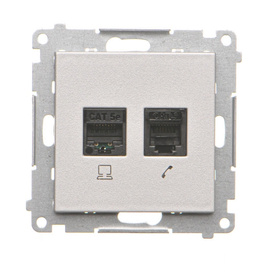 Gniazdo komputerowe RJ45 kat. 5e + telefoniczne RJ12 Simon 55 