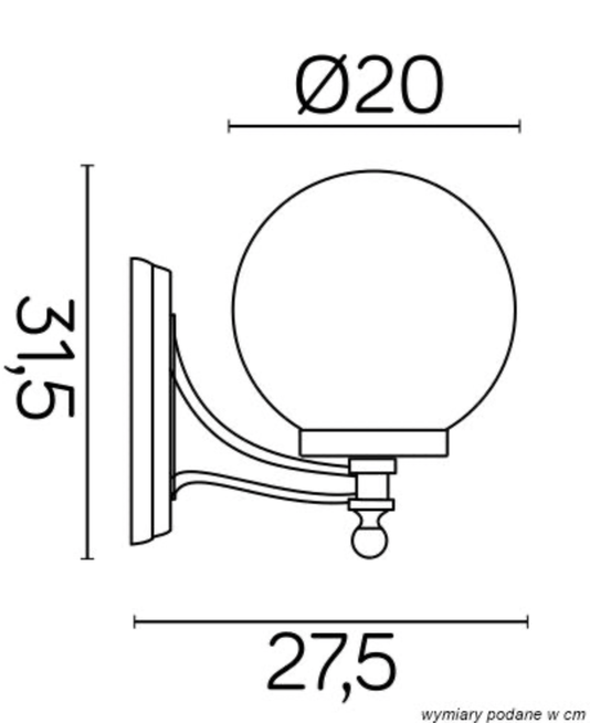 Kinkiet zewnętrzny KULE CLASSIC K 3012/1/K 200 SU-MA 