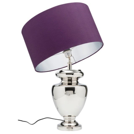 LAMPA STOŁOWA BAROCK Ø45X49 CM SREBRNA - KLOSZ FIOLETOWY - KARE DESIGN