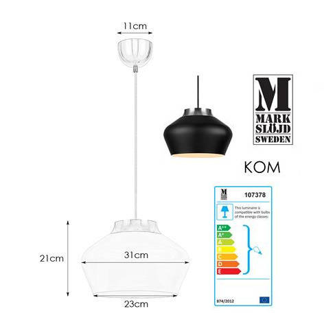 Lampa wisząca Kom Markslojd czarna 107378