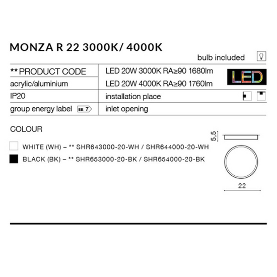 Oprawa natynkowa Monza 22 R Black Azzardo