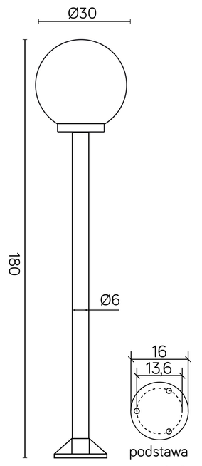Słupek ogrodowy KULE K 5002/1/K 300 SU-MA