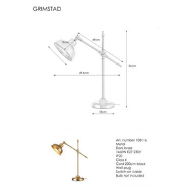 Lampa stołowa Grimstad 1L Mosiądz Markslojd 