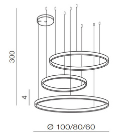 Ściemnialna lampa wisząca Halo 100 + 80 + 60 Gold Azzardo + pilot