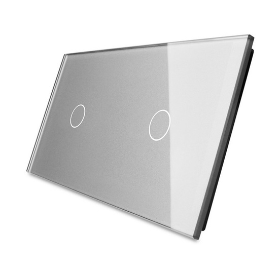 Dwuprzyciskowy podwójny srebrny panel szklany 7011-64  LIVOLO