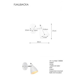 Kinkiet łazienkowy FJÄLLBACKA 1L biały IP44 Markslojd
