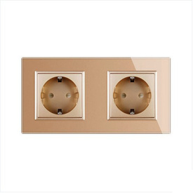 Komplet Livolo dwa gniazda w ramce złoty szampański