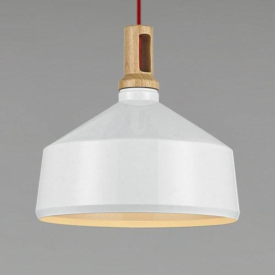 Lampa wisząca NORDIC WOODY biało-drewniana 35 cm