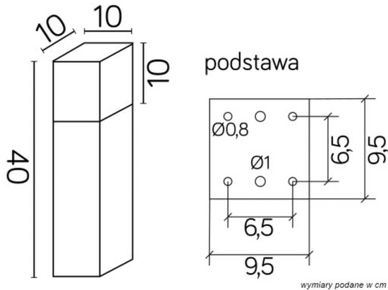 Słupek ogrodowy CUBE MAX CB-MAX 400 BL SU-MA