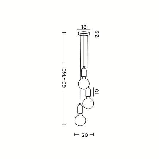 LAMPA WISZĄCA VOLTA 3 Azzardo