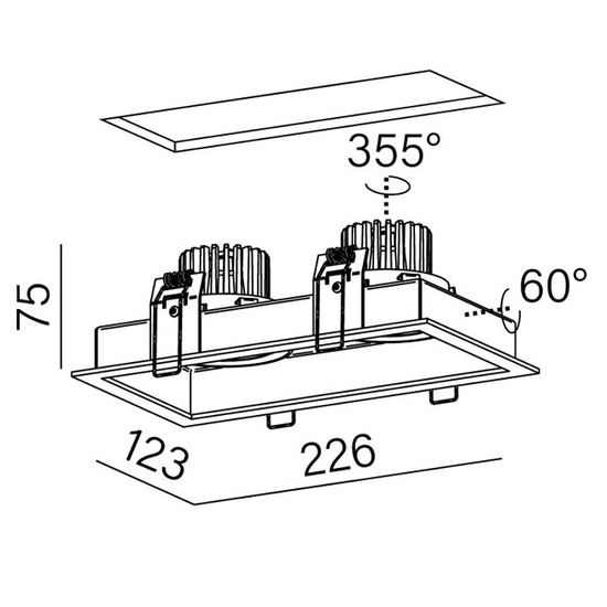 SQUARES next 50x2 LED M930 36° wpuszczany AQform