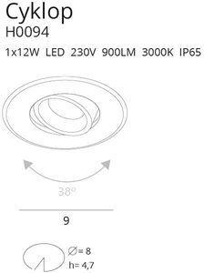 Lampa do zabudowy Cyklop H0095 czarny MAXLIGHT 