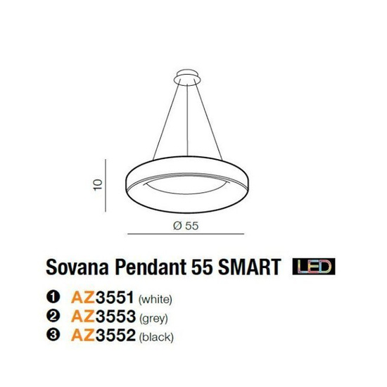 Lampa wisząca Sovana 55 cm Black Smart Azzardo