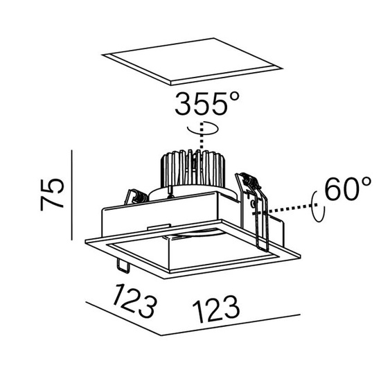 SQUARES next 50x1 LED M930 59° wpuszczany AQform