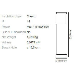 LAMPA  ZEWNĘTRZNA STOJĄCA PT1 H60 ANTRACYT 026985 IDEAL LUX