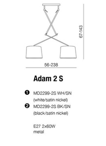 Lampa wisząca Adam 2S MD2299-2S WH Azzardo biała