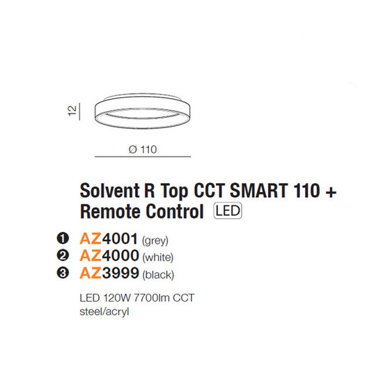 Lampa sufitowa Solvent R Black 110 cm Azzardo Smart WiFi