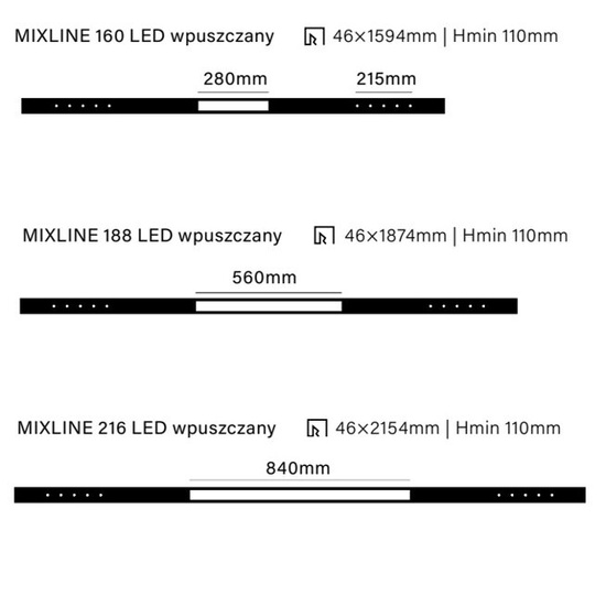 MIXLINE LED wpuszczana listwa oświetleniowa AQform