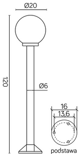 Słupek ogrodowy KULE K K 5002/2/K 200 SU-MA