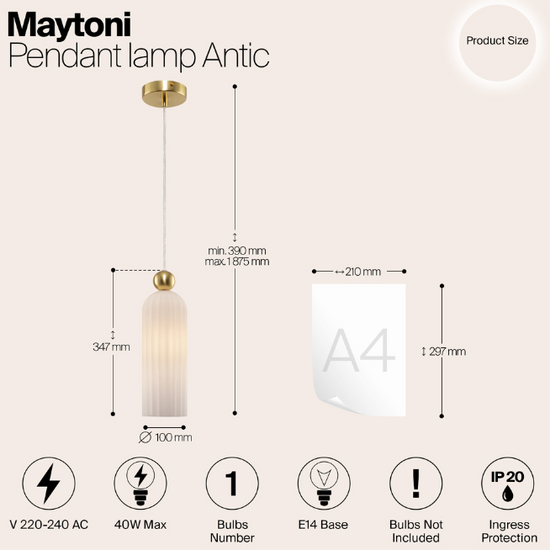 Lampa wisząca Antic MOD302PL-01CG Maytoni