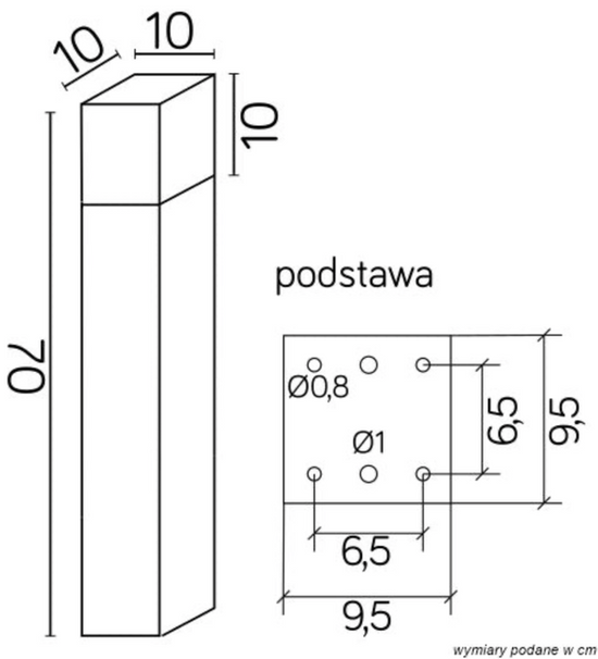 Słupek ogrodowy CUBE MAX, CB-MAX 700 AL SU-MA