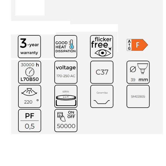 Żarówka LED line E14 SMD 170~250V 630lm 7W biała ciepła 2700K