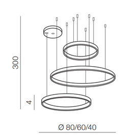 Ściemnialna lampa wisząca Halo 80 + 60 + 40 biała Azzardo + pilot