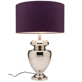 LAMPA STOŁOWA BAROCK Ø45X49 CM SREBRNA - KLOSZ FIOLETOWY - KARE DESIGN