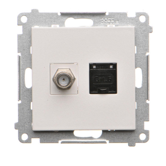 Gniazdo antenowe typu „F” + komputerowe RJ45 kat.6 Simon 55 