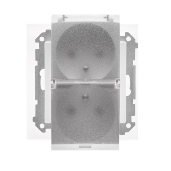 Gniazdo podwójne z klapką transparentną IP44 Simon 55