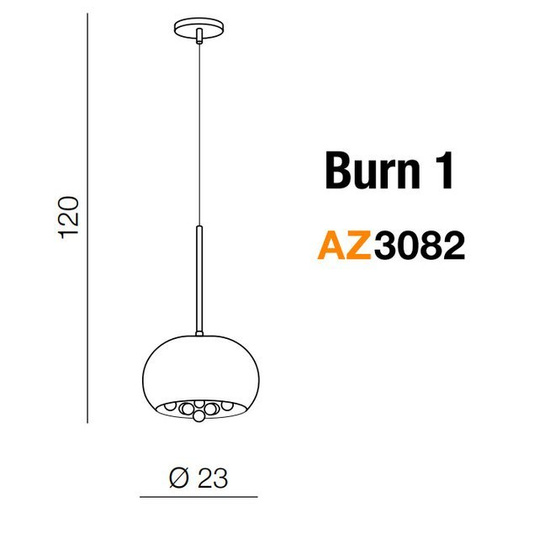 Chromowa lampa wisząca z kryształkami Burn 1 Azzardo