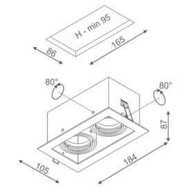 Oprawa wpuszczana SQUARES 50x2 230V z ramką AQFORM