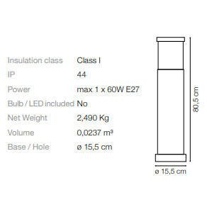 LAMPA ZEWNĘTRZNA STOJĄCA TRONCO PT1 H80 CZARNA 04723 IDEAL LUX