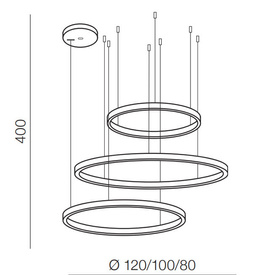 Ściemnialna lampa wisząca Halo 120 + 100 + 80 Black Azzardo + pilot