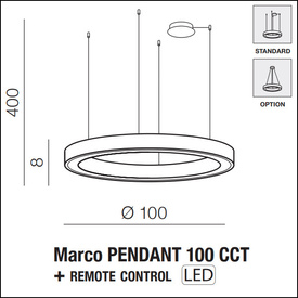 Czarna lampa wisząca z pilotem Marco 100 CCT  Azzardo AZ5050