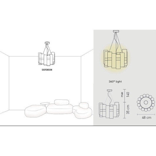 Lampa wisząca LA LOLLO M GOLD-FUMÉ SLAMP