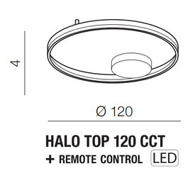 Ściemnialny plafon z pilotem Halo 120cm CCT Black Azzardo
