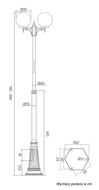 Lampa masztowa KULE CLASSIC OGMWN 2 300 SU-MA