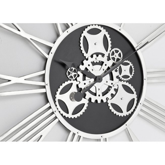 Wielki chromowany Zegar ścienny Gear 120cm Kare Design 35183 