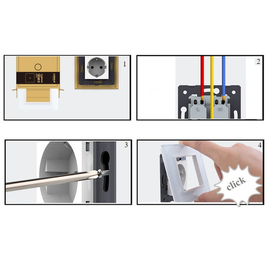 Komplet Livolo dwa gniazda w ramce złoty szampański