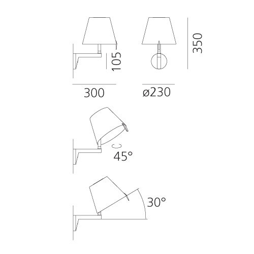 Kinkiet z abażurem Melapo grey Artemide Z WŁĄCZNIKIEM