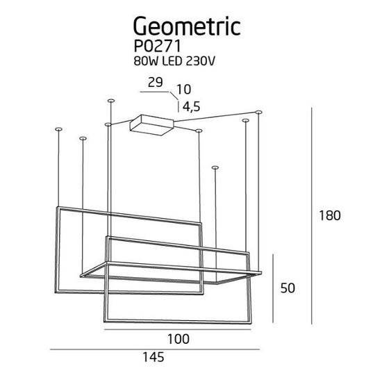 LAMPA WISZĄCA GEOMETRIC CZARNA DUŻA P0271D MAXLIGHT